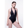 image:imageDORINA Eureka Wireless Swim Bodywear Deep V Neck Halter Removable Pads Swimwear One Piece Swimsuit Bathing Suit Women Slimming Ruched Sexy  Black  M