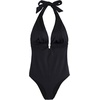image:imageDORINA Eureka Wireless Swim Bodywear Deep V Neck Halter Removable Pads Swimwear One Piece Swimsuit Bathing Suit Women Slimming Ruched Sexy  Black  M