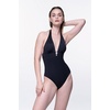 image:imageDORINA Eureka Wireless Swim Bodywear Deep V Neck Halter Removable Pads Swimwear One Piece Swimsuit Bathing Suit Women Slimming Ruched Sexy  Black  M