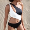 image:imageDORINA Komave Women Wireless Removable Pads Swim Bodywear Bathing Suits One Shoulder Cutout One Piece Swimsuit Swimwear Monokini Black  XXL