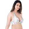 image:imageDORINA Koro Island Womens Wireless Removable Pads 34 Cup V Neck Bathing Pool Beach Flower Swim Halter Plunge Bra  White  M