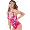 image:imageDORINA Vanua Levu Wireless Swim Bodywear V Neck Removable Pads Swimwear One Piece Swimsuit Bathing Suit Women Slimming Ruched High Leg Sexy  Pink  XS