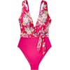 image:imageDORINA Vanua Levu Wireless Swim Bodywear V Neck Removable Pads Swimwear One Piece Swimsuit Bathing Suit Women Slimming Ruched High Leg Sexy  Pink  XS