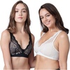 image:imageDORINA Blake 2 Pack Bras for women Light Padded Wireless Wirefree no underwire Bralettes Comfort Cross Back Convertible bra and panty set  BlackIvory  S