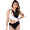 image:imageDORINA Komave Women Wireless Removable Pads Swim Bodywear Bathing Suits One Shoulder Cutout One Piece Swimsuit Swimwear Monokini Black  XXL