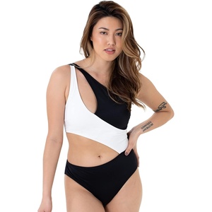 image:imageDORINA Komave Women Wireless Removable Pads Swim Bodywear Bathing Suits One Shoulder Cutout One Piece Swimsuit Swimwear Monokini Black  XXL