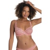 image:imageDORINA Angie Sexy Sheer Lace Balconette Bra See Through NonPadded Unlined Demi Plus Size Womens Comfort Everyday Underwire Bra Coral 34B