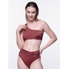 image:imageDORINA Azores Womens One Shoulder Cutout Removable Pad Bikini Top Wireless Swimwear Bathing Suit Monokini Swim Crop Top  Red  XL