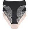 image:imageDORINA Crystal 3PP Womens Underwear Breathable Sexy Lace Brief D0010103 Packs  BlackBlackBeige XL
