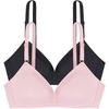 image:imageDORINA Underwear Women Tiffany Non Pad No Padded Unlined Wirefree Wireless Comfort Daily T Shirt Bralette Everyday T Shirt Bra Top Pack of 2  BlackPink  36C