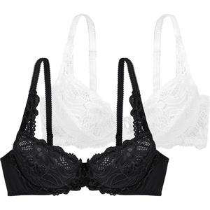 image:imageDORINA Angie2PP Sexy Sheer Lace Balconette Bra NonPadded See Through Unlined Womens Daily Underwire Bra  Pack of 2  BlackWhite  38C