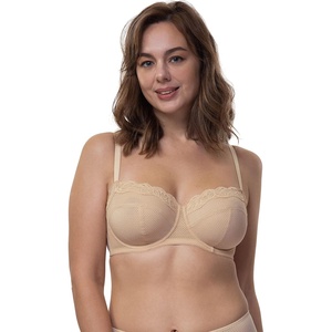 image:imageDORINA Womens Addison Plus Size No Padding Unlined 12 Cup Comfort Everyday Cross Back Convertible Halter Strapless Backless Underwire Bra for Women  Beige  32DD